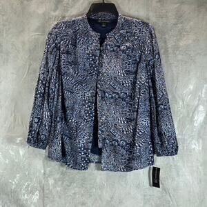 INC INTERNATIONAL CONCEPTS Women's Navy Paisley-Print Button-Up Top SZ S